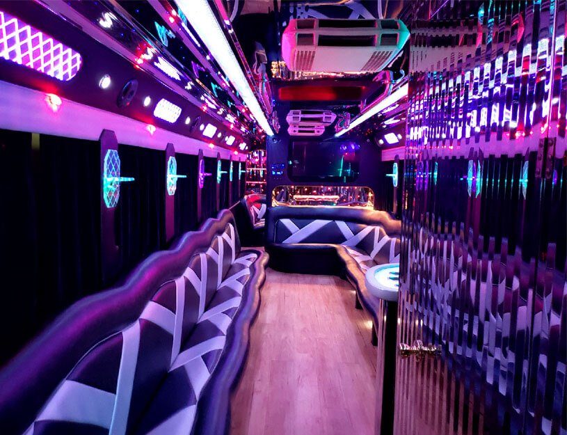 party bus angle with mirrored walls