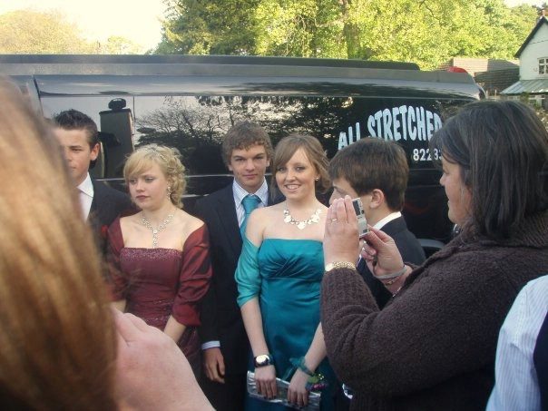 customer pictures before prom with party bus