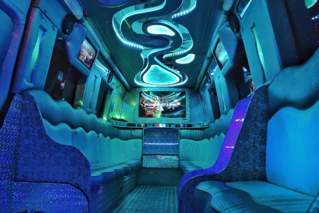 indoor party bus with karaoke machine for hire